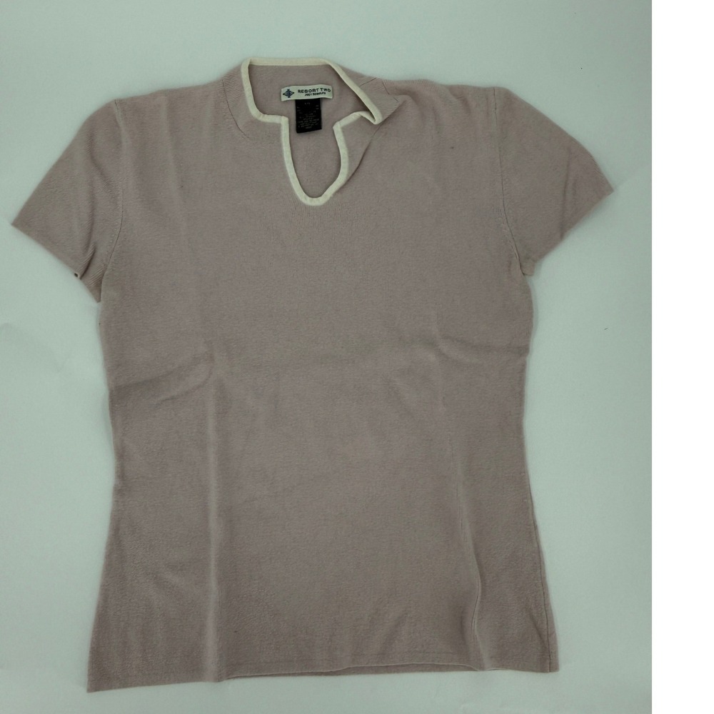 Resort Two Joey Rodolfo Knit Top Split Neck 90s Vintage Womens Large Purple Pink